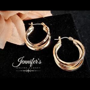 3/$25 Rose Gold Criss Cross Triple Hoop Earrings